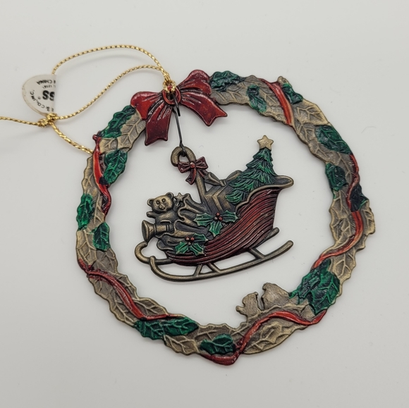 RUSS BERRIE | Heirloom Collection Sleigh vintage Christmas holiday tree ornament - Picture 2 of 4
